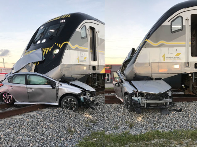 Brightline train smashes into vehicle